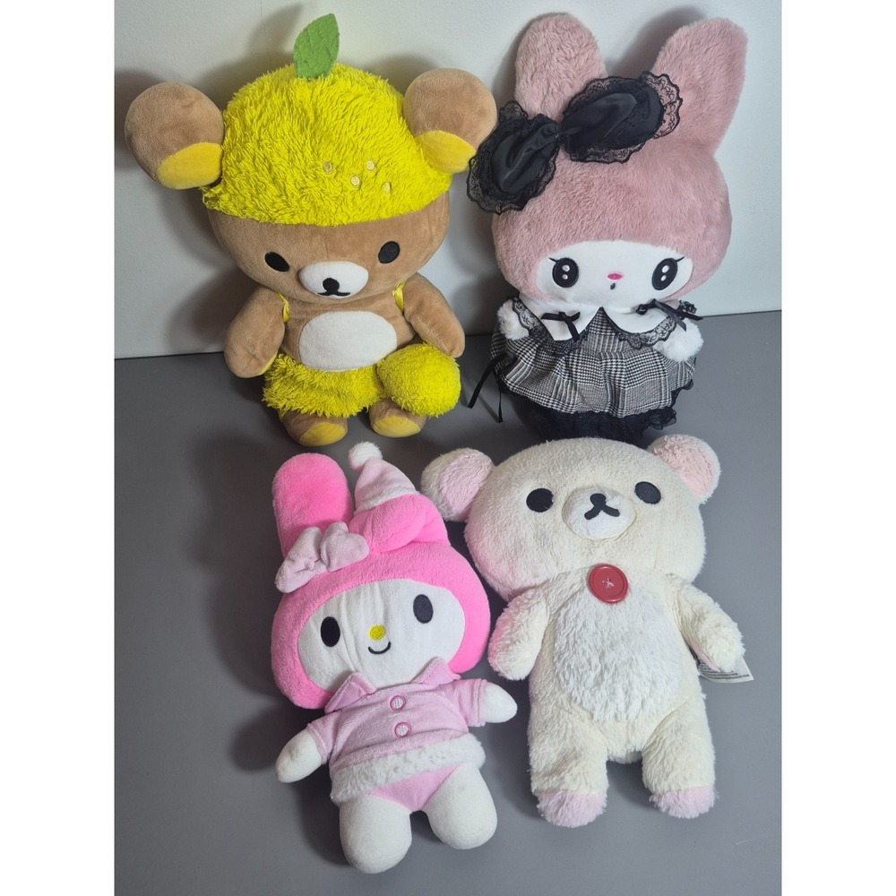 Kawaii Plush Lot Includes San-X Korilakkuma x 2 and Sanrio My Melody x 2